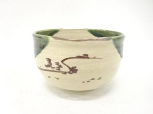 松林造　織部　茶碗